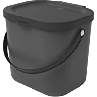 Rotho Albula- Bio-basura 6l con tapa para la cocina- Plástico PP sin BPA- antracita- 6l 23.5 x 20.0 x 20.8 cm